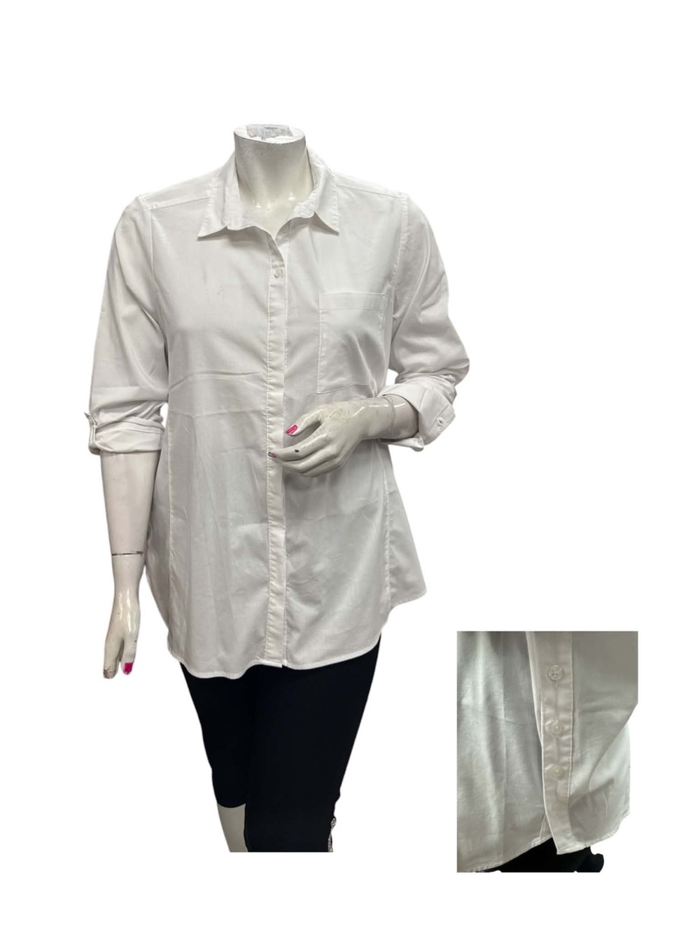 Reitmans White Button-Front Relaxed Shirt Size 2X